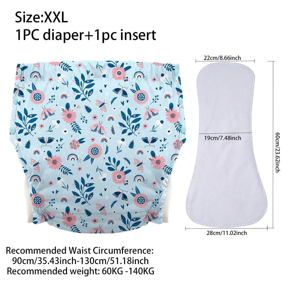 Ice Silk Adult Cloth Diaper Pants Waterproof Reusable Diapers Nappy Pads Anti Leak Breathable