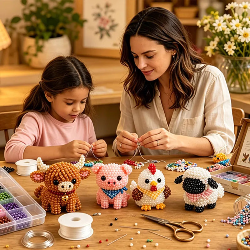 DIY Animal Beading Kit for Adults Handmade Tiny 3D Beaded Animal Craft Kit Cute Bead Set with Instructions for Creative Projects