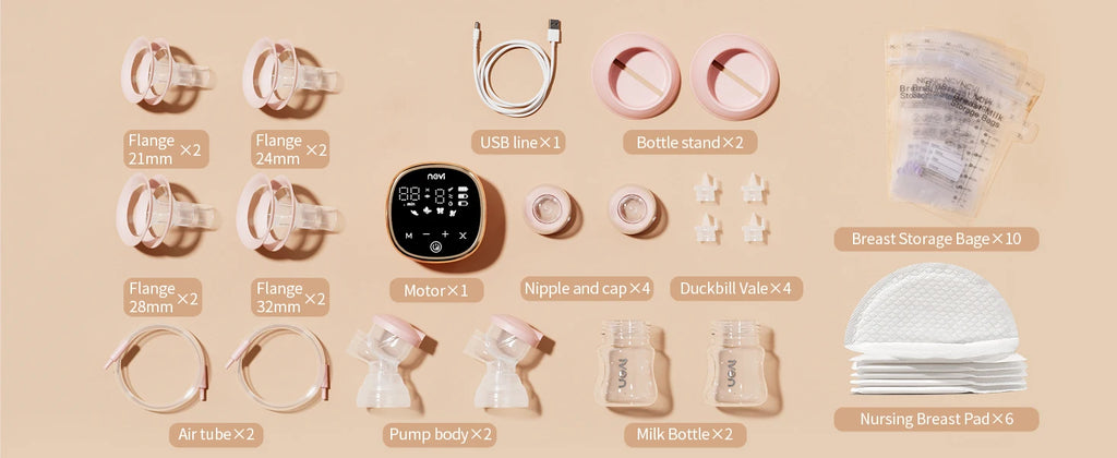 NCVI Double Electric Breast Pump, Portable Breast Pump Electric with 4 Modes 9 Levels,LED Display, 10pcs Breastmilk Storage Bags