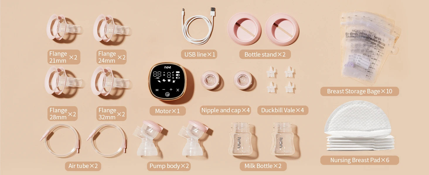 NCVI Double Electric Breast Pump, Portable Breast Pump Electric with 4 Modes 9 Levels,LED Display, 10pcs Breastmilk Storage Bags