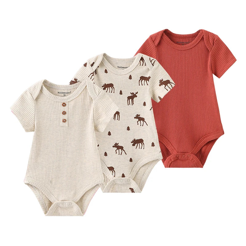 Four Seasons Unisex Infant Bodysuits Set 3 4 5 Pcs Cartoon Print Newborn Onesies