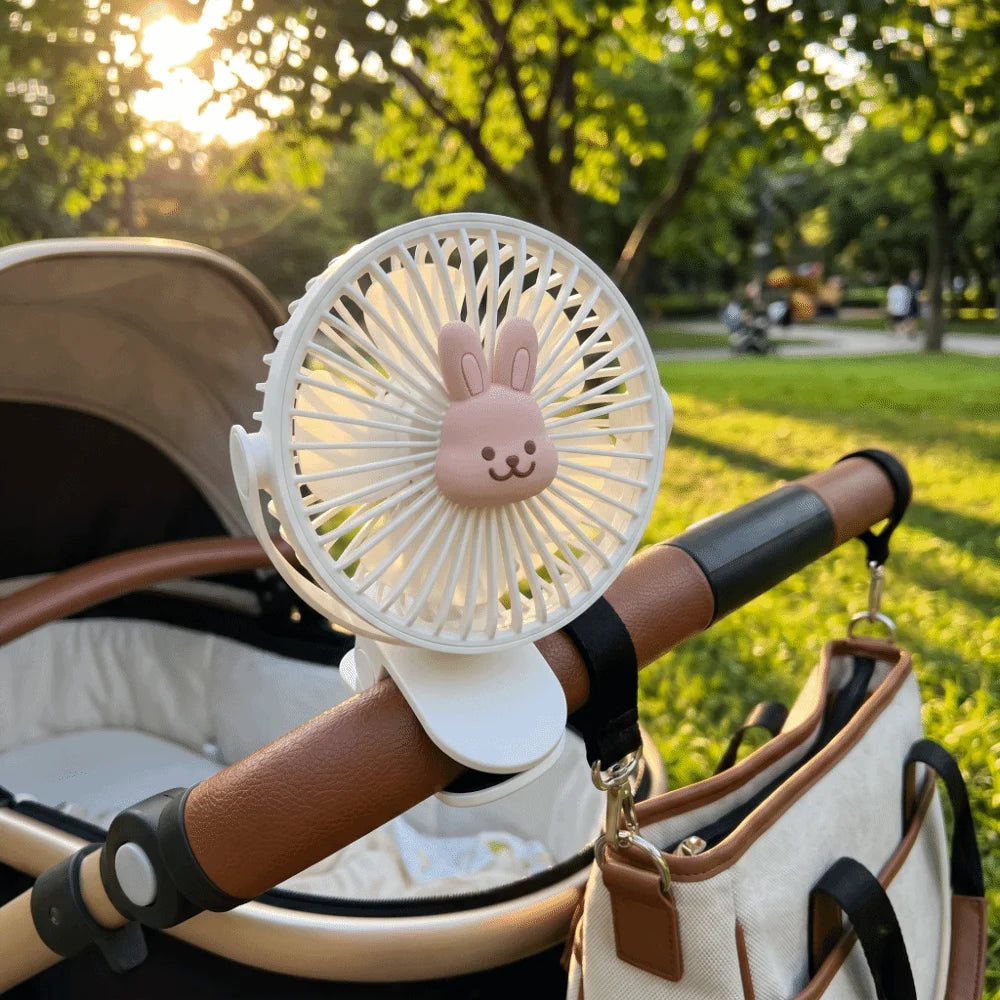 3 Speeds Cart Stroller Fan Bear Lithium Battery Portable Outdoor Fan Noiseless USB Rechargeable for 3.7V1200mAh