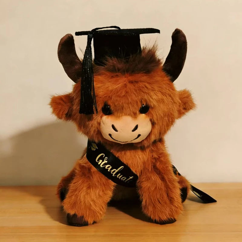 Hot New Sitting Pose Highland Cattle Plush Toys Soft Fluffy Cartoon Dr Cattle Doll Cute Graduation Gift To Friends Family