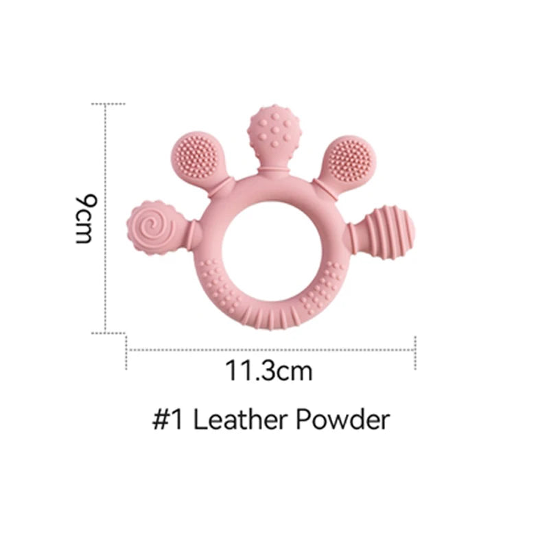 Silicone Baby Teether Rattle Soothing Toy 0-12 Months Bpa Free Food Grade Hand Bell 001