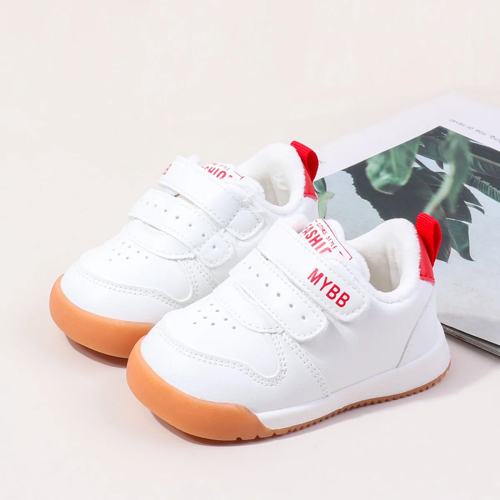 Winter Trendy New Baby Walking Shoes For Boys And Girls Small Children Anti-Slip Soft Sole White Sneakers