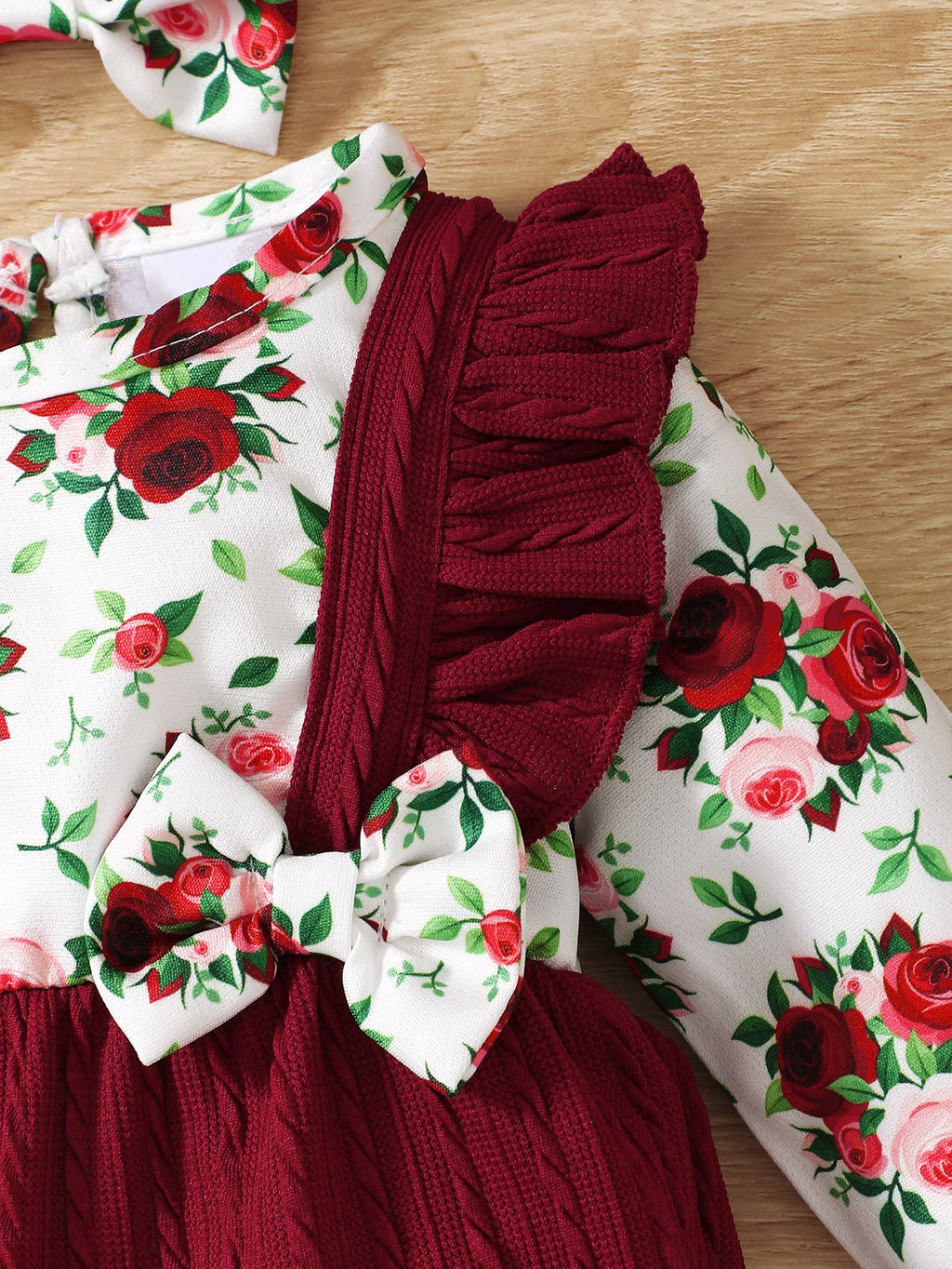 0-18 Months Newborn Baby girl Jumpsuit Beautiful Flower Long sleeved Jumpsuit+Headband Baby girl Spring autumn Fashion Jumpsuit