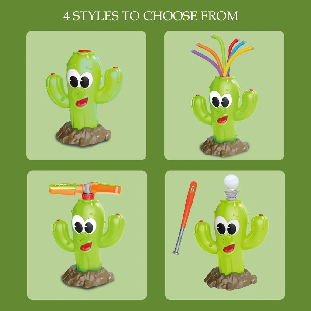 Cactus Sprinkler Outdoor Water Spray Toys, Summer Outside Backyard for Kids Playing Water Games Sprinkler Set Gifts