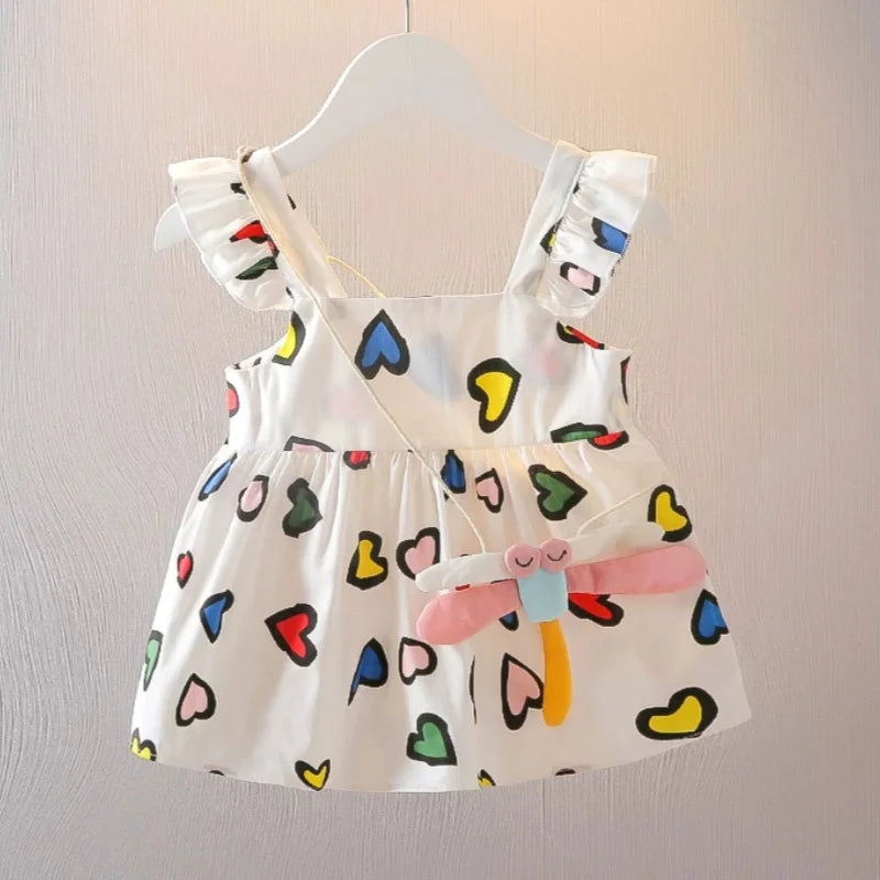 Send A Cartoon Ornament  Summer Cotton Comfortable Fashion Lovely Baby Girl Dress Korean Style Casual Toddler Beach Dress