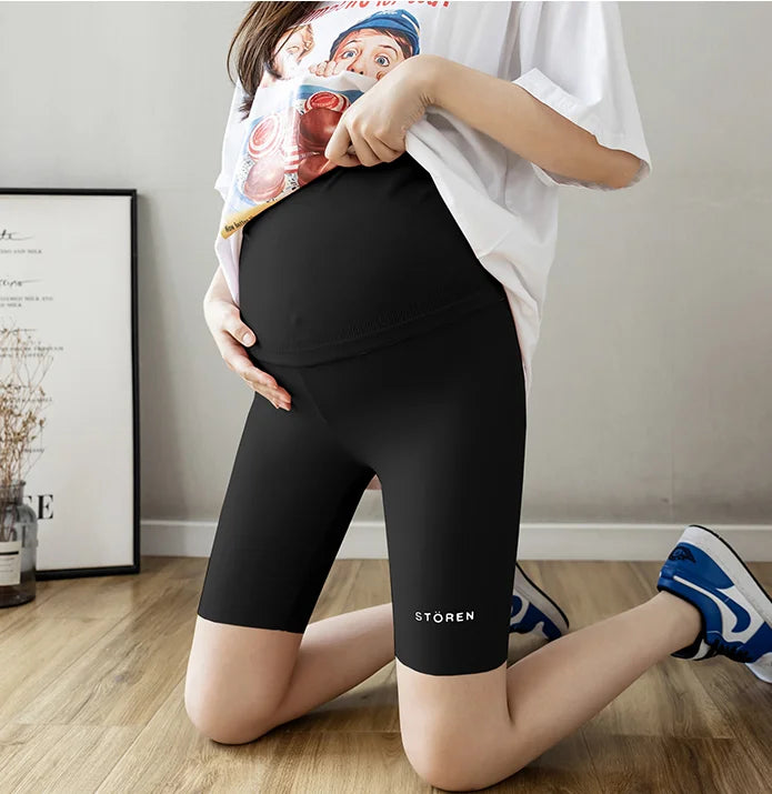 Brand Unknown Maternity Yoga Leggings Pregnant Women High Waist Black Sharkskin Fabric Model PGL100