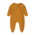 1-Piece Four Seasons Unisex Baby Footed Jumpsuit Solid Color Newborn Boy Girl Zipper Romper Soft Infant Clothes