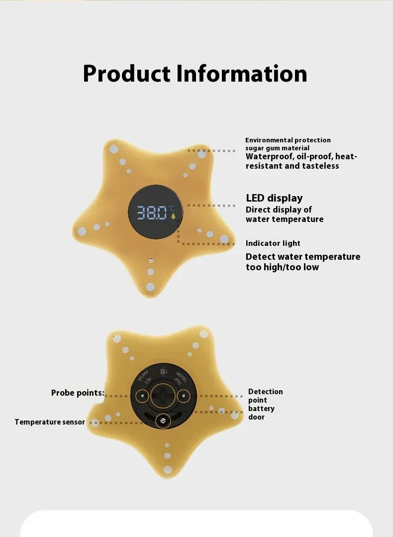 Floating Star Bath Thermometer, LED Display Water Temperature Monitor, Safe Bath Time Toy for Babies & Kids (Newborn Gift)