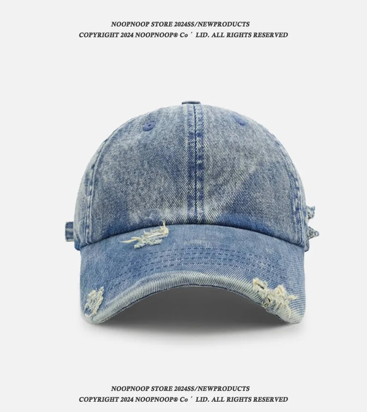 Cross-border Washed Distressed Embroidered Denim Baseball Cap Solid Color Outdoor Travel Sun Protection Visor Cap