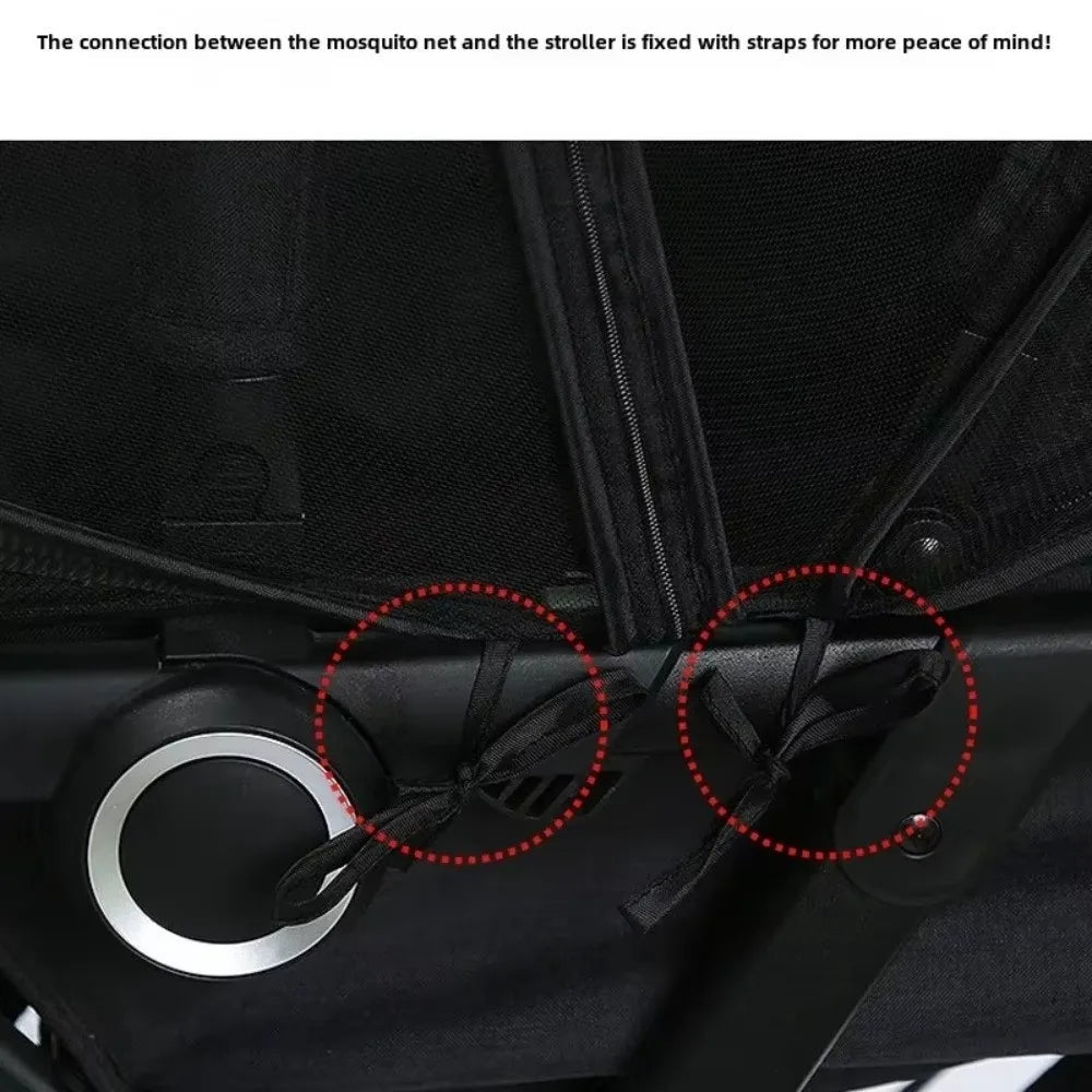 New Ventilate Stroller Mosquito Net Zipper Folding Pushchair Mosquito Net Cartoon Embroidery Mesh Baby Mosquito Cover Outside