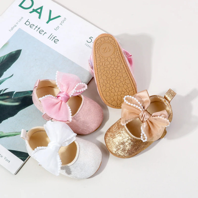 Spring And Autumn 0-18 Months Newborns Wearing Outward Walking Shoes With Durable Soft Sole And Non Slip Princess Shoes