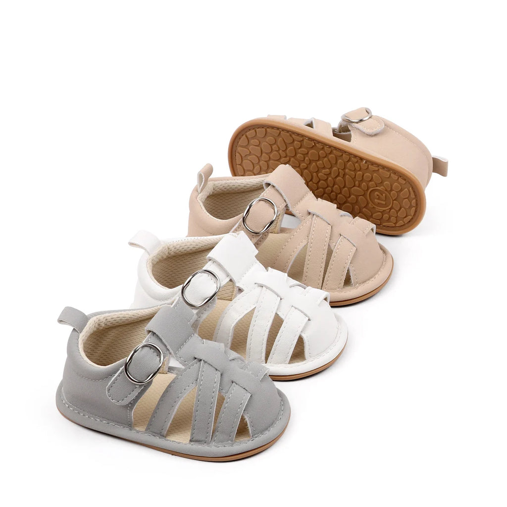 Cross Strap Hook and Loop Baby Walking Sandals Summer Lightweight Breathable Rubber Sole Newborn Casual Footwear For 0-18 Months