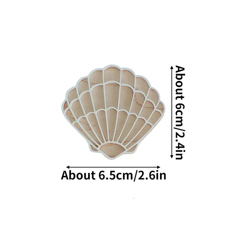 Bohemian Wooden Acrylic Shells and White Mermaid Home Decor Room Background Wall, Nautical Theme Shell Wall Decor for Boys and Girls Room.
