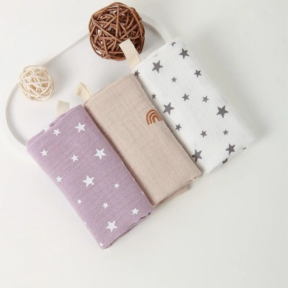 New 4-Layer Pure Cotton Baby Cotton Washcloth Absorbent Gauze Cotton Square Towels Soft Baby Towels Newborn Burp Cloth