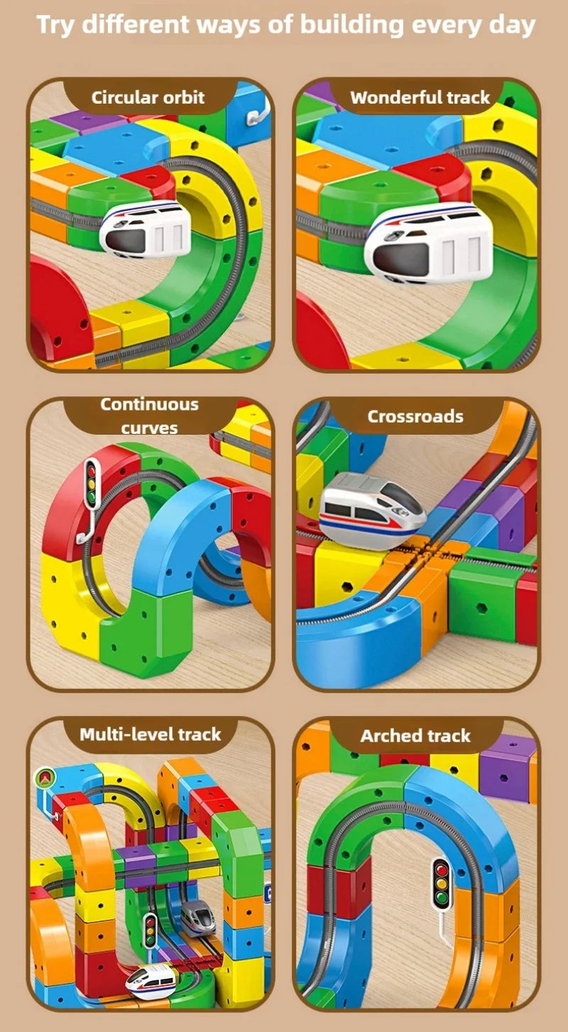 3D Electric Train Set Magic Flexible Race Track for Kid Track with Anti Gravity Car STEM Educational Building Toy Boys Girls Bir