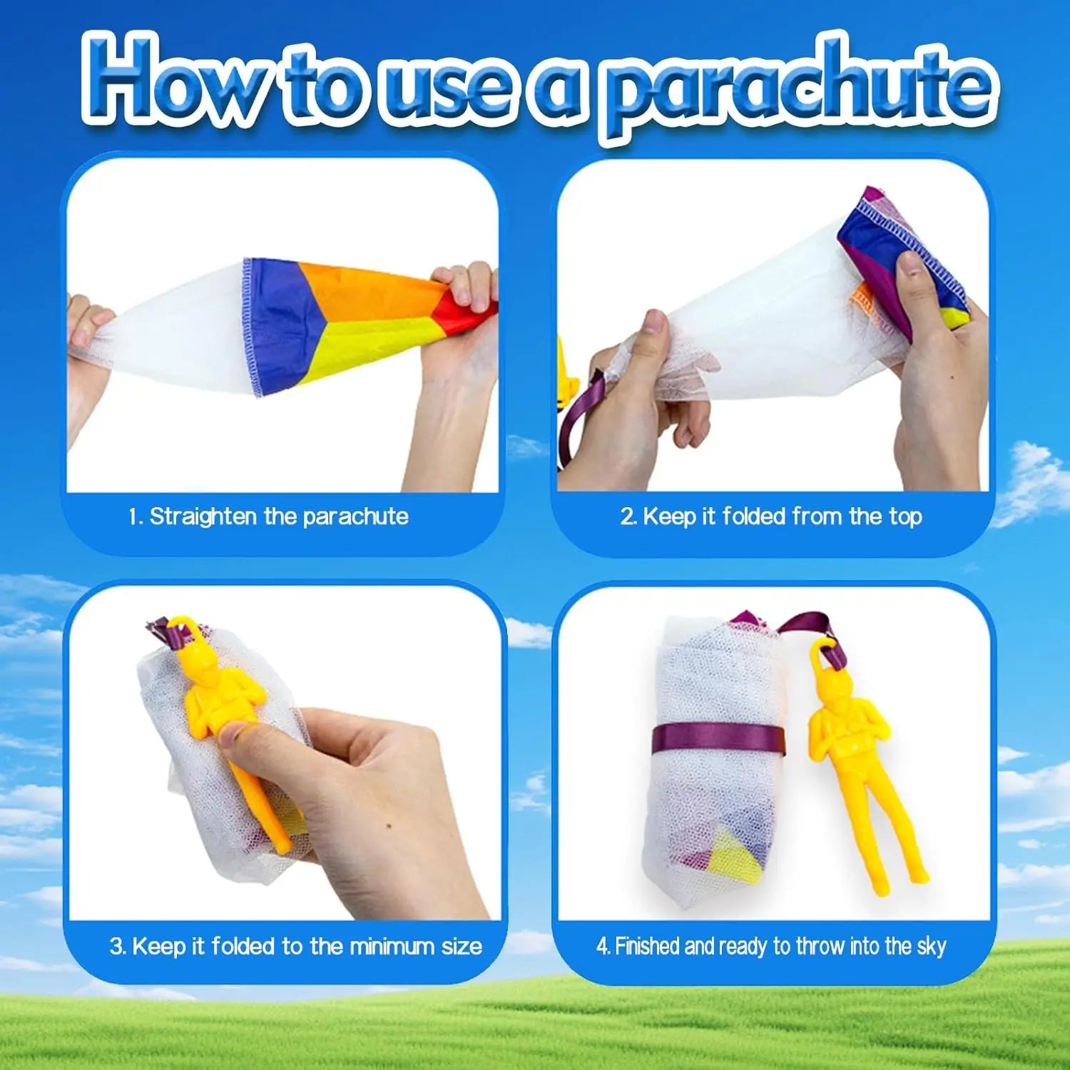 6pcs/lot Parachute Toy Outdoor Flying Parachute Hand Throw Army Man Flying Toys for Kids Outdoor Halloween Easter Christmas Toys
