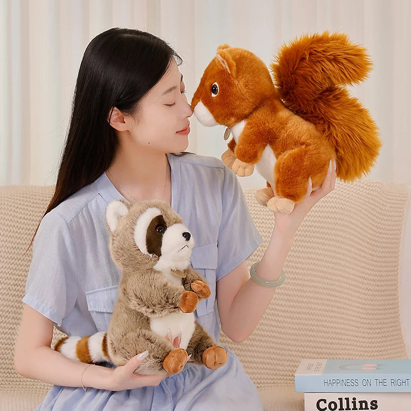 Cute Simulation Squirrel Raccoon Plush Toys Stuffed Soft Animal Dolls For Children Girls Baby Birthday Christmas Gifts