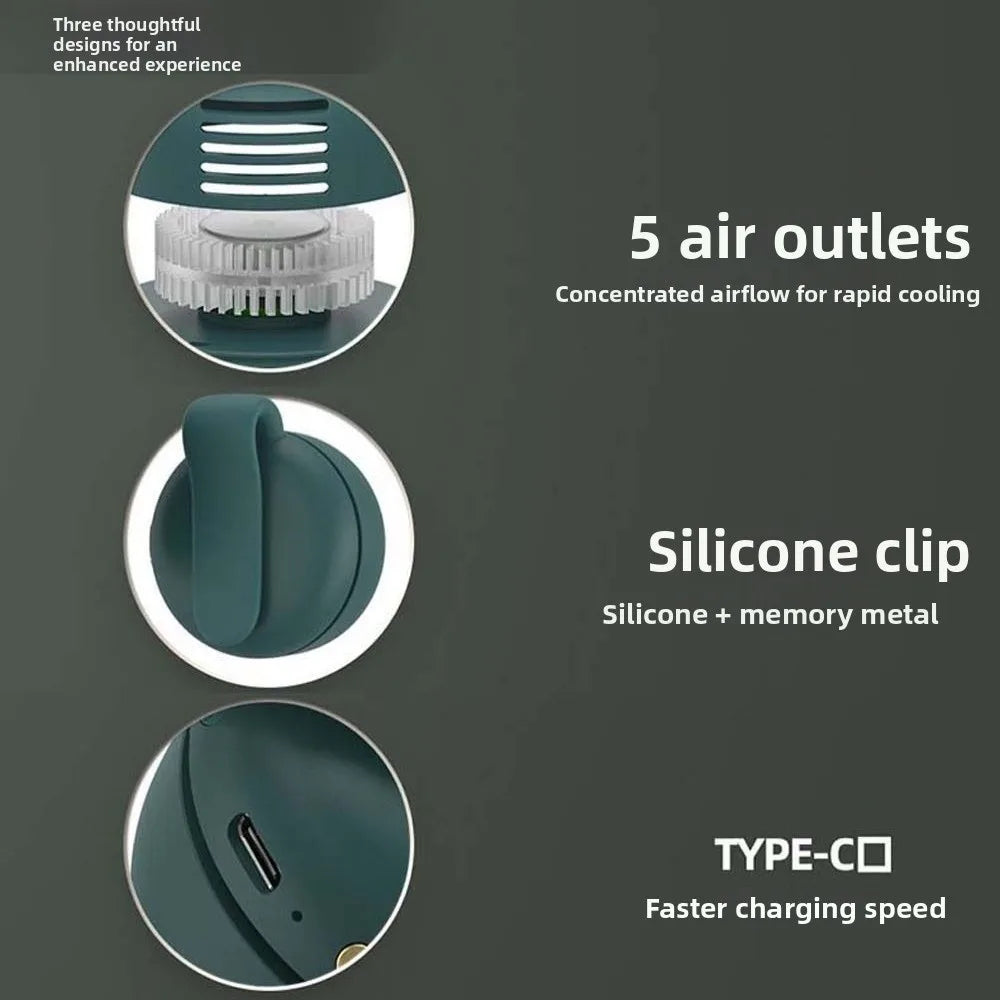 USB Rechargeable Clip-on Button Fan Multi-speed Adjustable Compact and Lightweight Hanging Waist Fan for 3.7V/900mAh