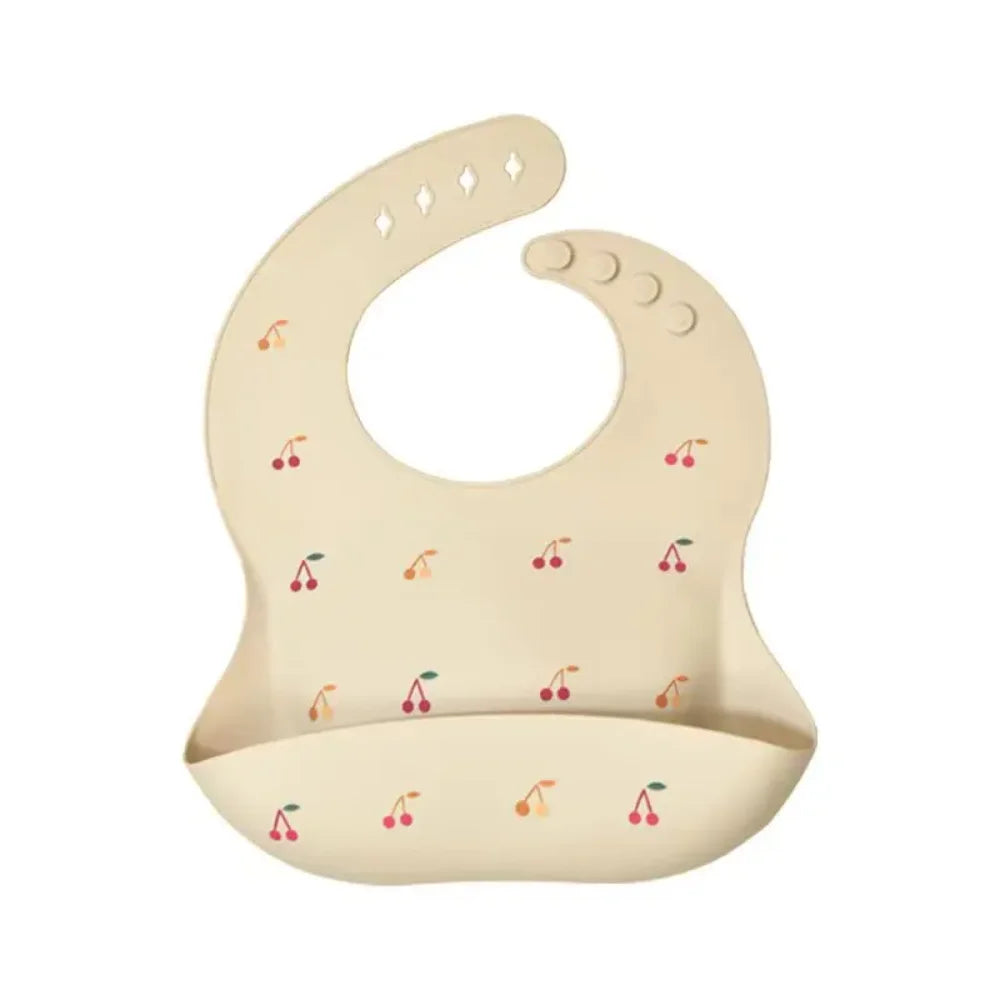 New Baby Bibs BPA Free Waterproof Soft Silicone Saliva Solid Dripping Bib Cartoon Print Adjustable Lunch Aprons Baby Accessories