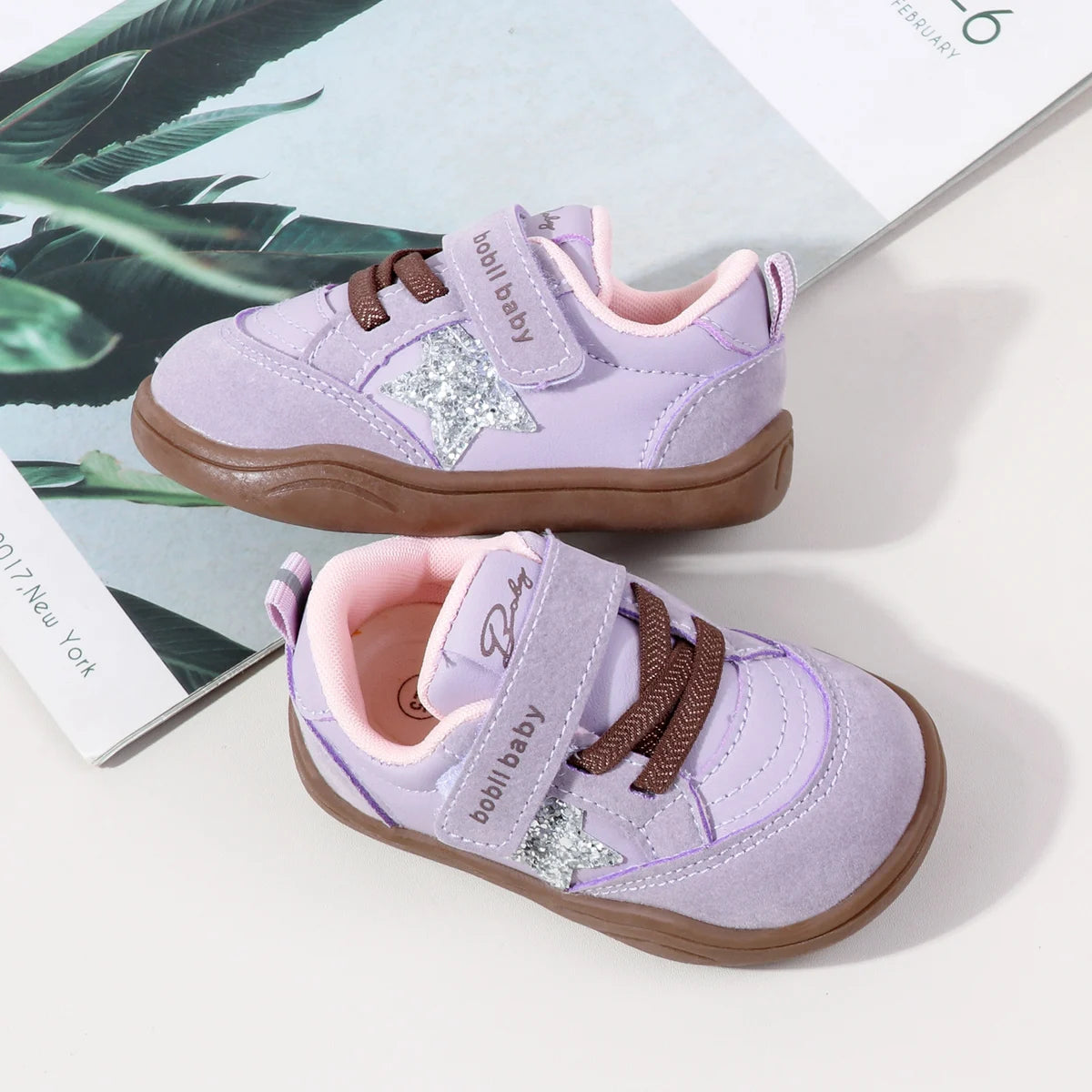 2025 Fashion Deisgn Baby Unisex First Walking Indoor Outdoor Sneakers With Glitter Star Decor Non-slip For 0-2Y Boys And Girls