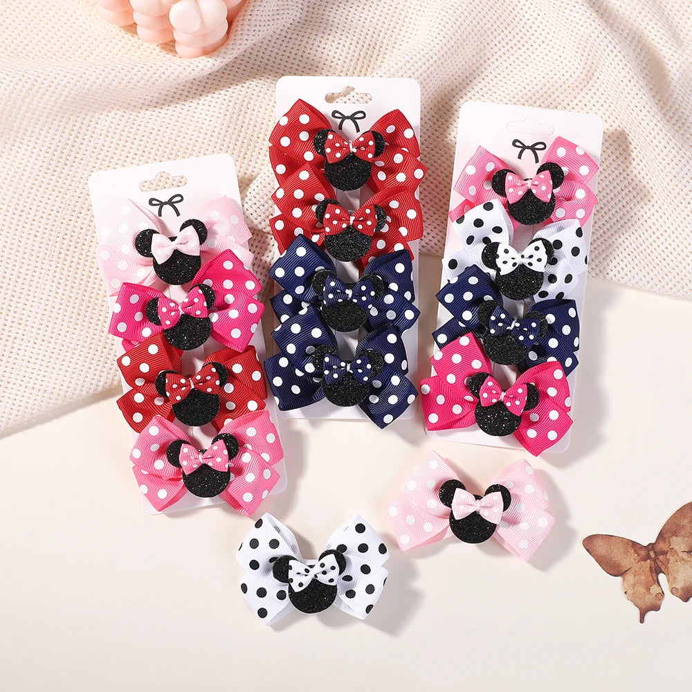 4Pcs/lot Baby Girl Lovely Polka Dot Bow Hair Clips for Hair kids Cartoon Hairpins Boutique Dress Hair Accessories Gift Set