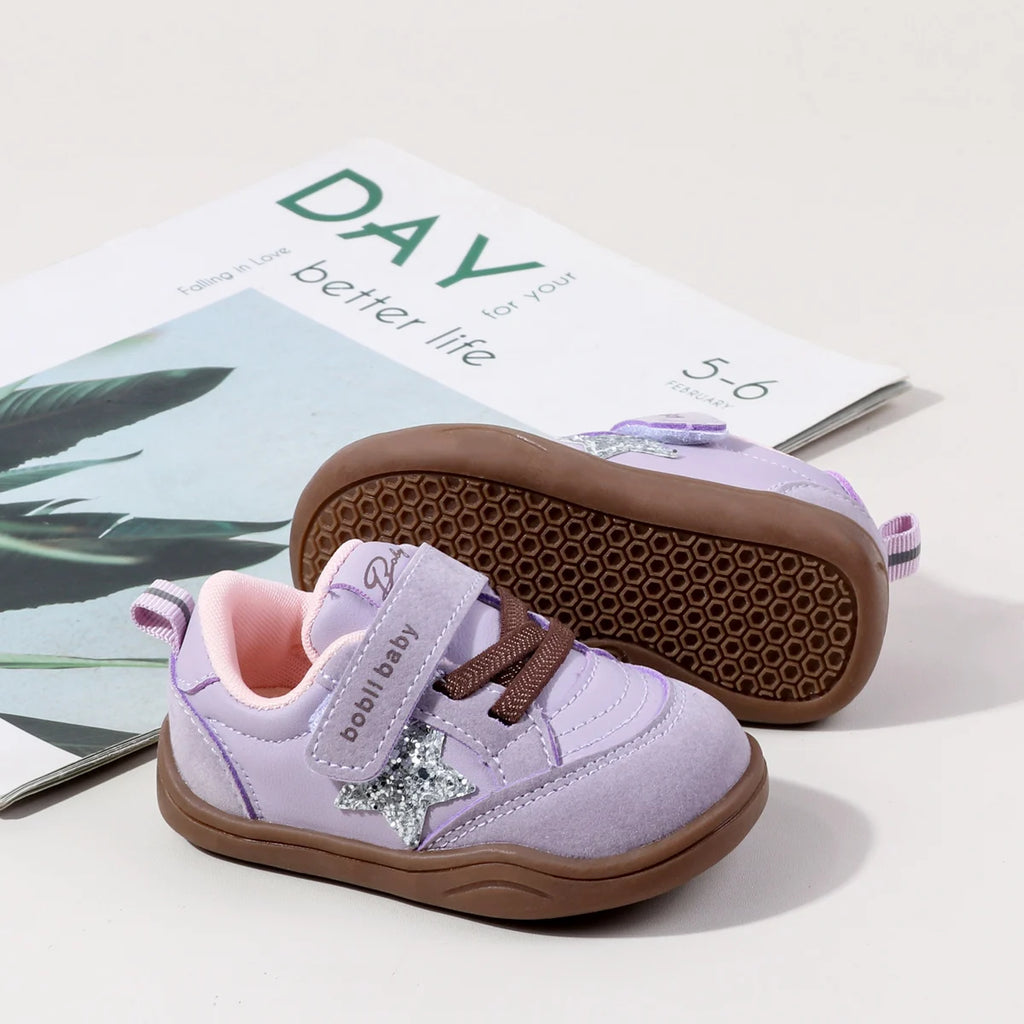 2025 Fashion Deisgn Baby Unisex First Walking Indoor Outdoor Sneakers With Glitter Star Decor Non-slip For 0-2Y Boys And Girls