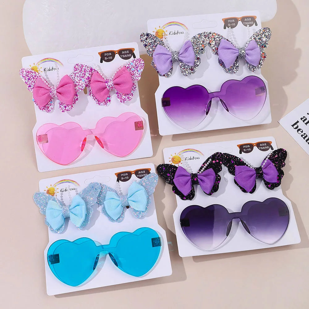 fashion peaches sunglasses hair clip set delicate butterfly hair bangs hairpin kids lovely headwear gift sets