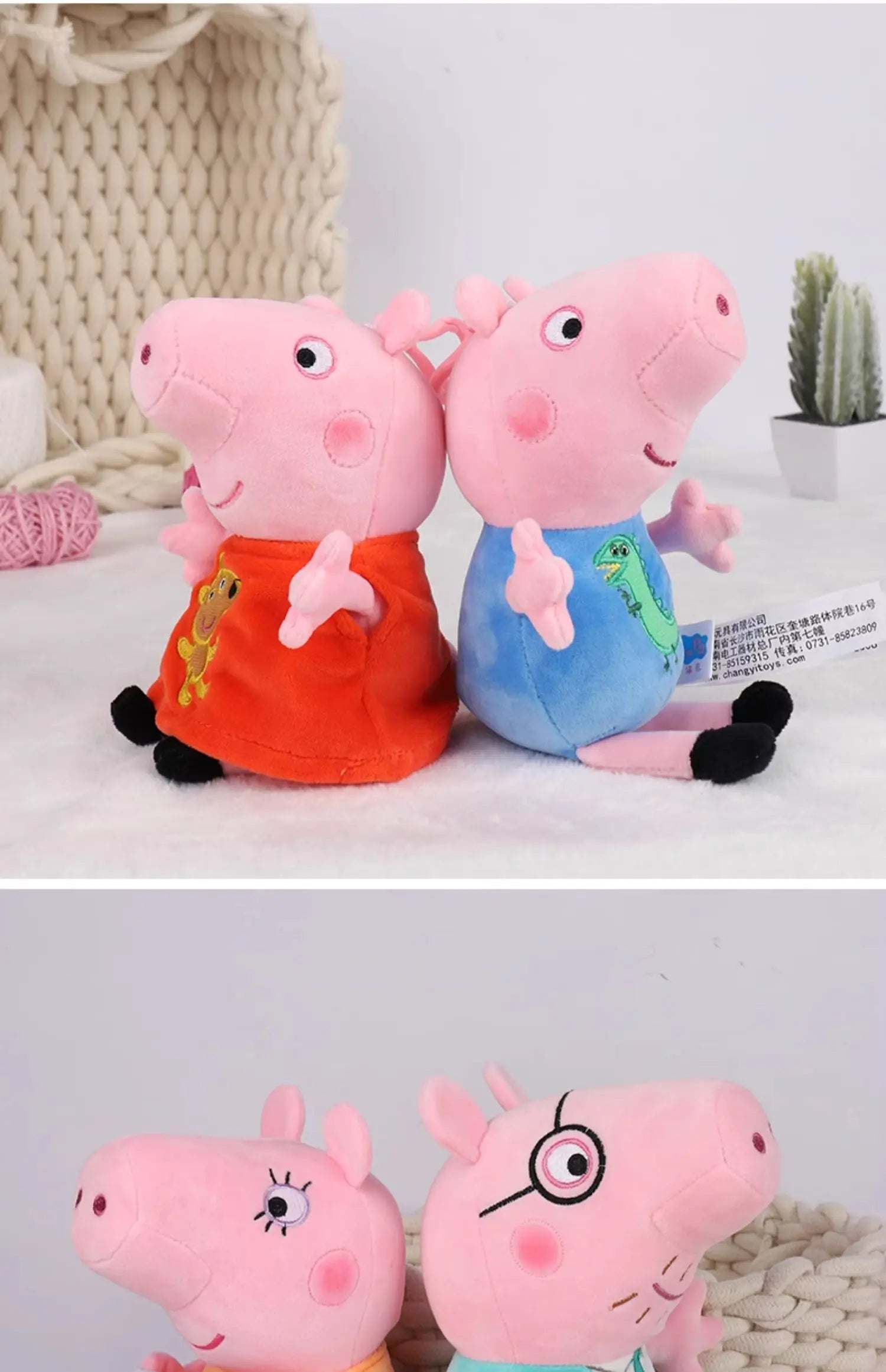 4pcs/set Genuine Peppa Pig 19cm Peppa George 30cm 12'' Mummy Daddy family set Plush Toy Birthday Christmas gift Children Toy