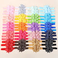 60Pcs Random Color Ribbon Bowknot Hair Band for Baby Girl Sunflower Wave Point Elastic Headband Classical Babe Hair Accessories