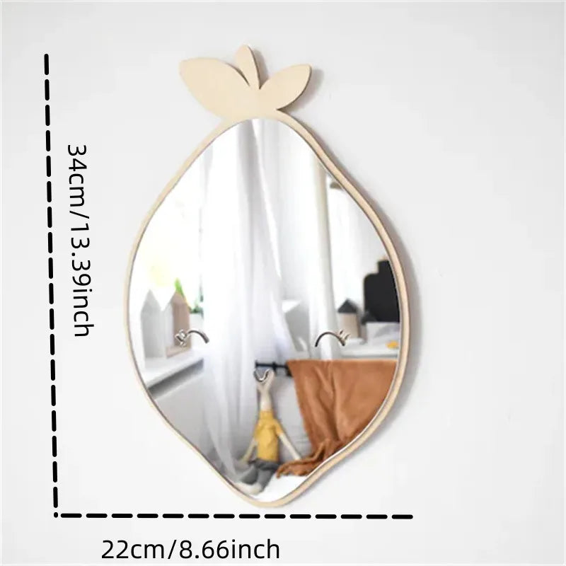 Scandinavian Style Lemon Wood Wall Mirror - Anti-Shattering.