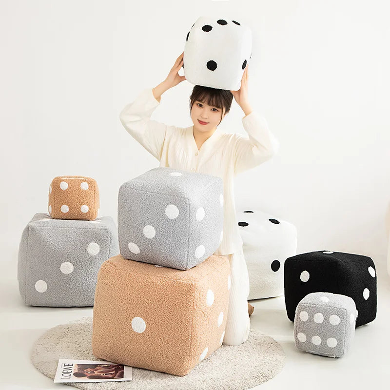 Dice Pillow Plush Dice Cube Cushion Hug Pillow Stuffed Plush Toy Game Props Car Interior Ornament Home Decoration Party Supplies