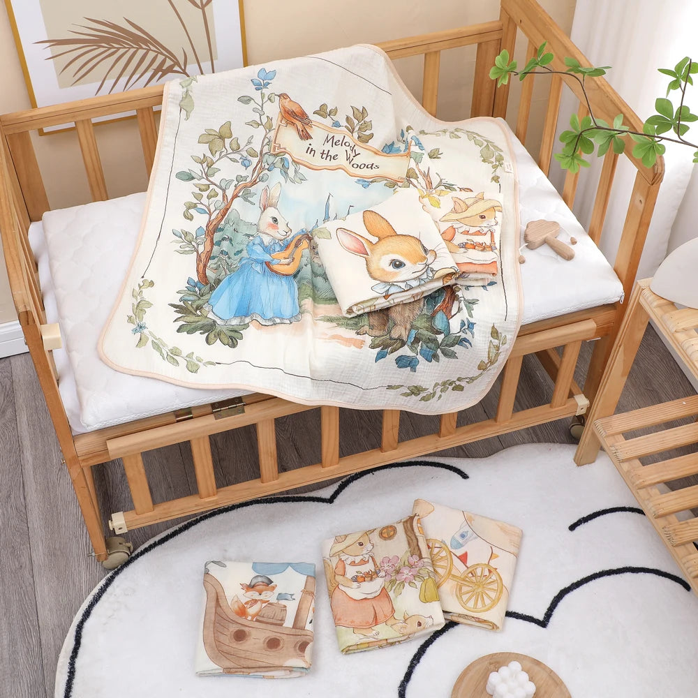 Cartoon baby bath towel, newborn swaddle blanket, baby wrap, children's coverlet