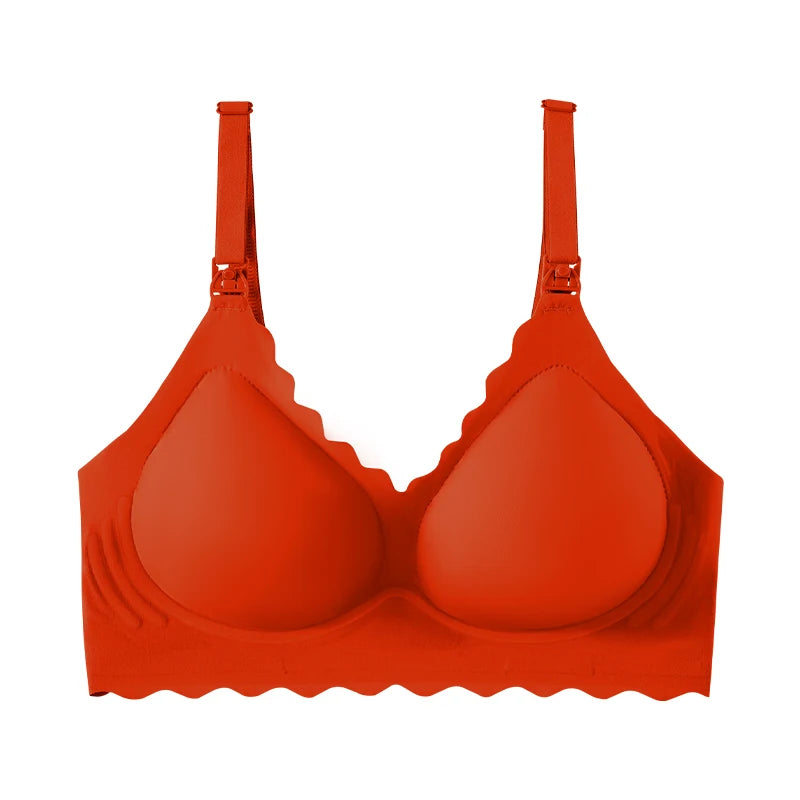 Seamless Nursing Bra With One Handed Open Button For Pregnancy And Postpartum Support