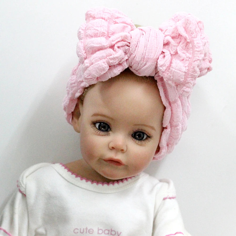 Bubble Print Beanie for Baby Girls Big Bowknot Turban Hat kids Indian Cap Cotton Beanies Infant Popcorn Hats Newborn Headwear