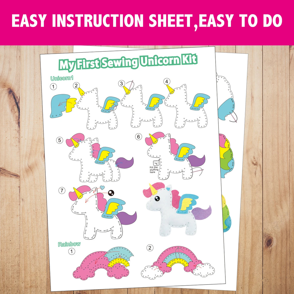 5 pcs DIY Sewing Fabrics Unicorn Crafts Felt Kit for Kids DIY Craft Supplies Kits Sets Gifts for Kids Adults Boy Teenager Girls