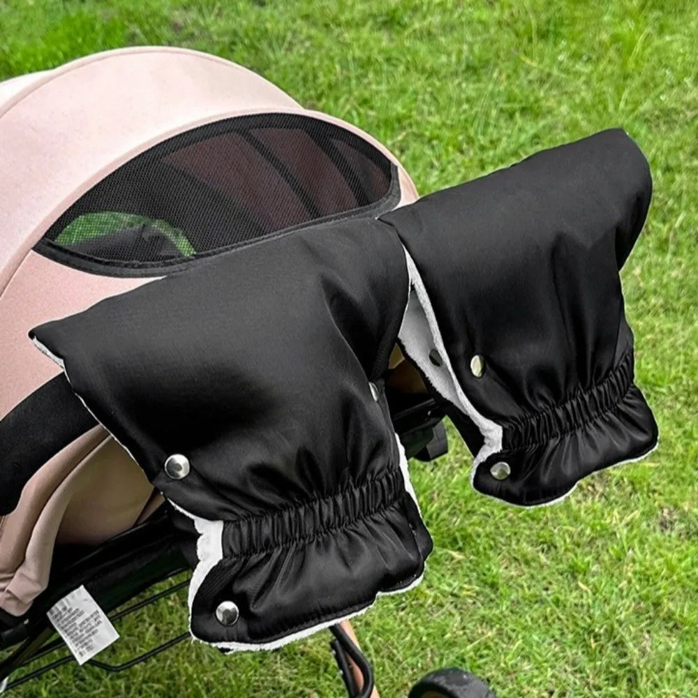 1 Pair Thickened Winter Stroller Gloves Windproof Soft Velvet Handrail Gloves Warm Waterproof Stroller Mitten Shopping