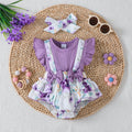 Baby girl 2-Piece Purple printed Bow Jumpsuit+Headband 0-18 Months Baby girl Summer Fashion Jumpsuit  Baby crawling suit