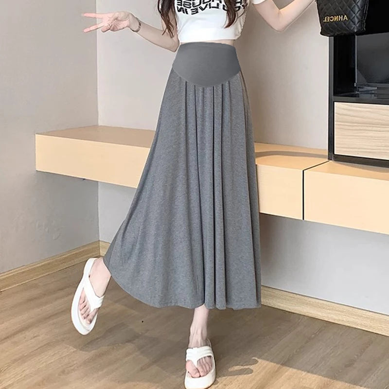 Korean Style Summer Pregnancy Belly Trousers Maternity Modal Pants High Waist Wide Leg Floor Length