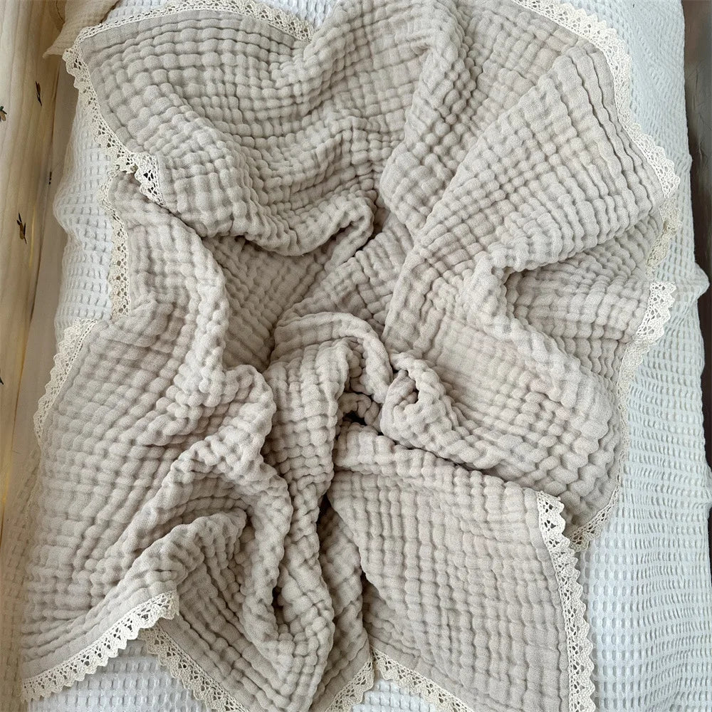Newborn Baby Bath Towel 6 Layer Gauze Muslin Swaddle Cotton Receive Blankets Swaddling Wrap Lace Langer New Born Diapers Bedding
