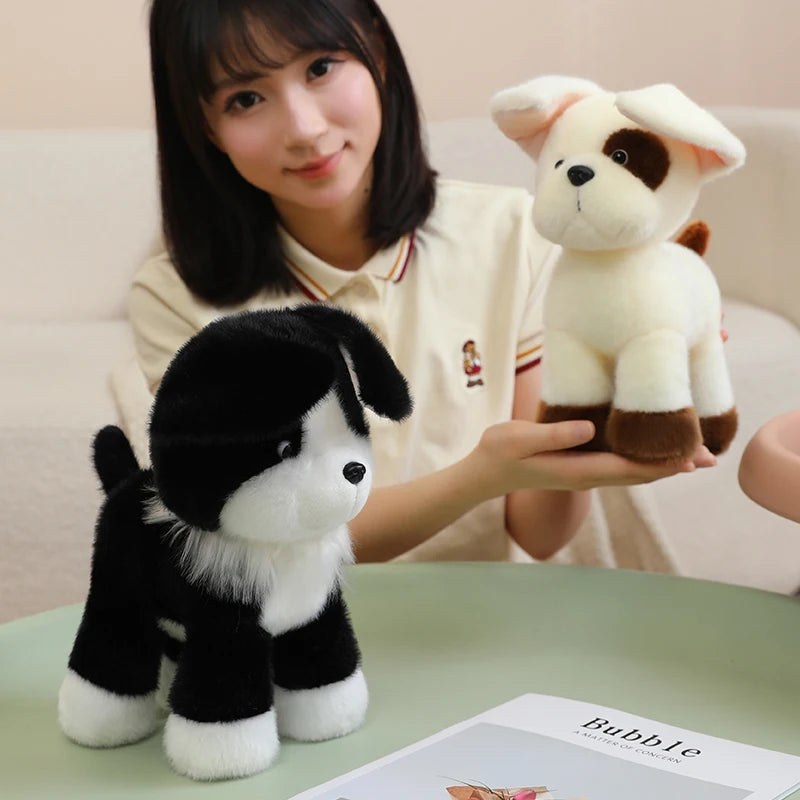 25cm High Quality Lifelike Pet Dog Plush Toys Stuffed Handmade Schnauzer Husky Golden Retriever Doll Soft Hugging Puppy Doll