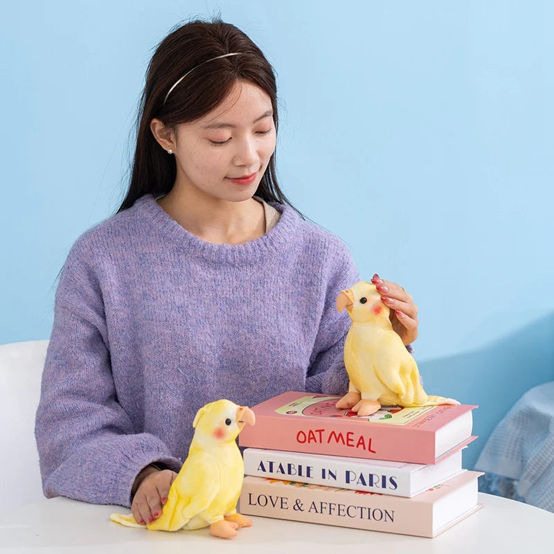 Hot 17cm Kawaii Small Yellow Parrot Plush Toy Dolls Imitation Soft Cartoon Bird Stuffed Christmas Home Decor Parrot Plush Toys