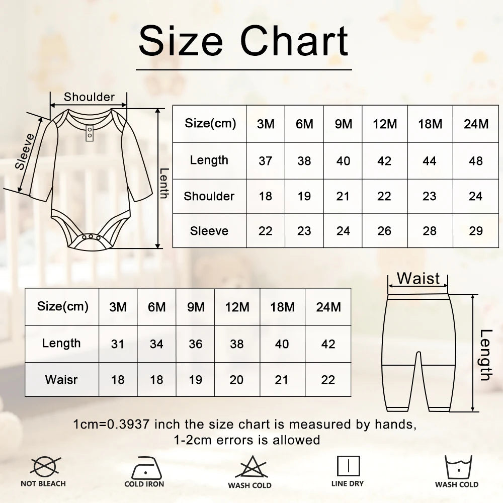 Unisex Baby Pure Color Outfit 2-Piece Set Long Sleeve Bodysuits+Pants 0-24 Months Infant Clothing Simple Onesies Trousers