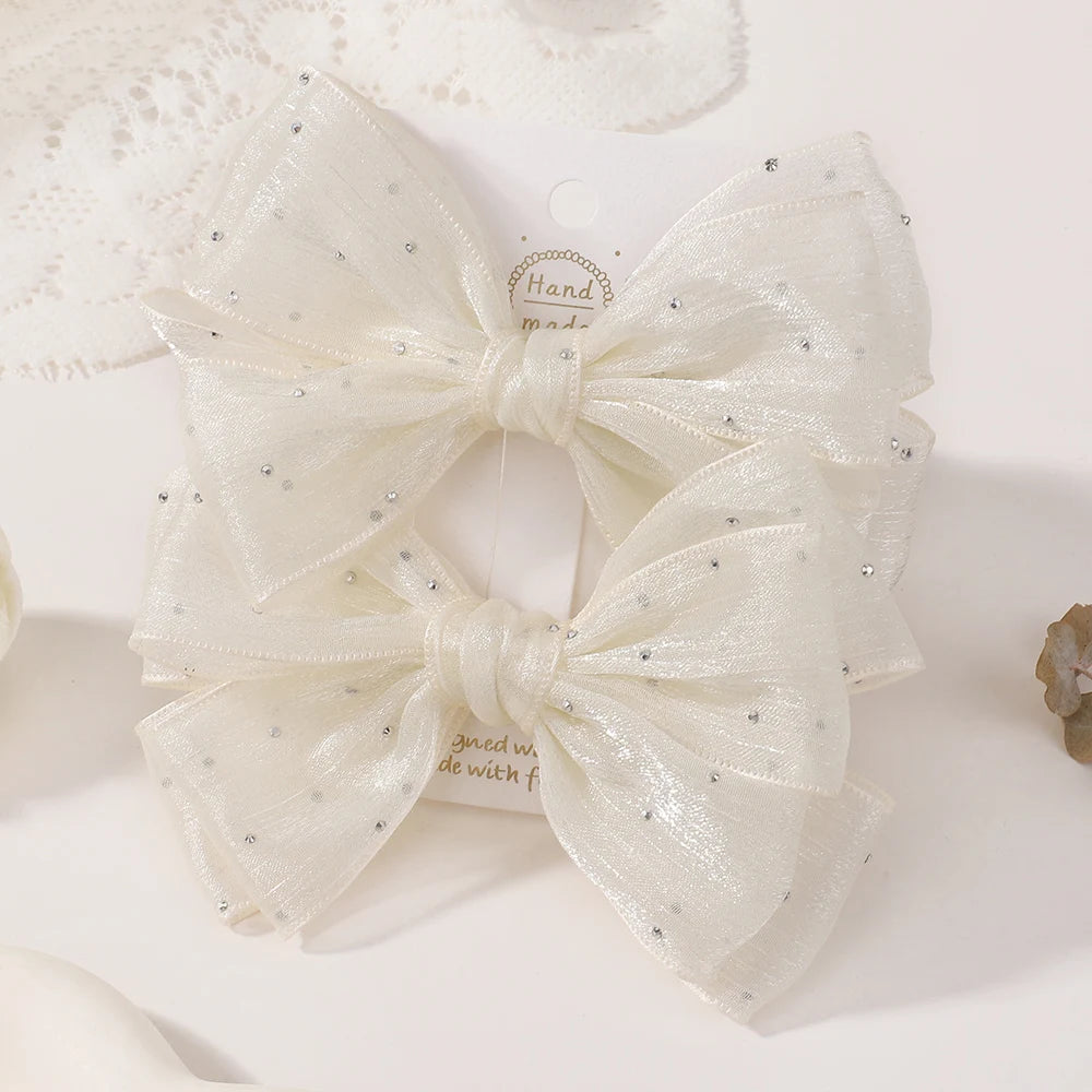 Hair Clip Set 2 Pack 4.72 Inch Diamond Accents For Children Ponytail Holders Ladies Hair Accessories