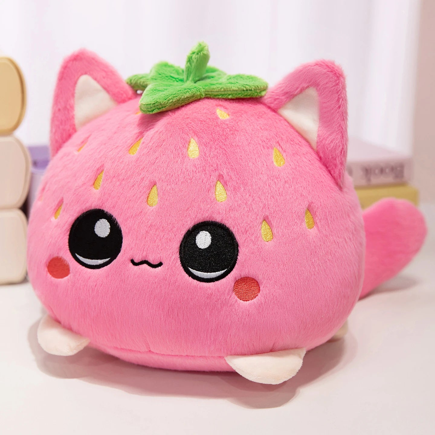 Cute Plush Dolls With Strawberry Cat Stuffed Soft Toys Cushion Sofa Pillow Birthday Gift Room Decor Children's Friends Birthday