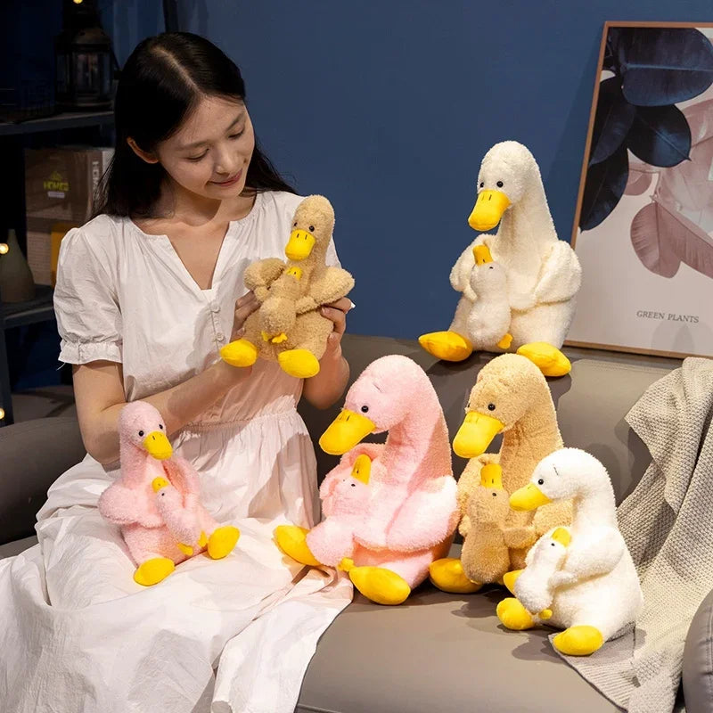 Stuffed Animals Mother and Son Duck Plush Toys Sleeping Lifelike Goose Simulation Duck Plush Doll Kawaii Cartoon