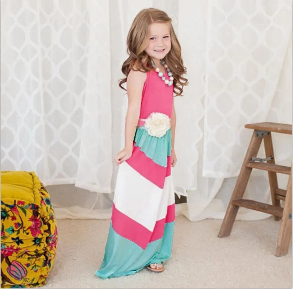 Beach Mother Daughter Dress Children's Clothing Vestidos Boho Long Dress Women Family Matching Outfits Girls Dresses Kids Summer