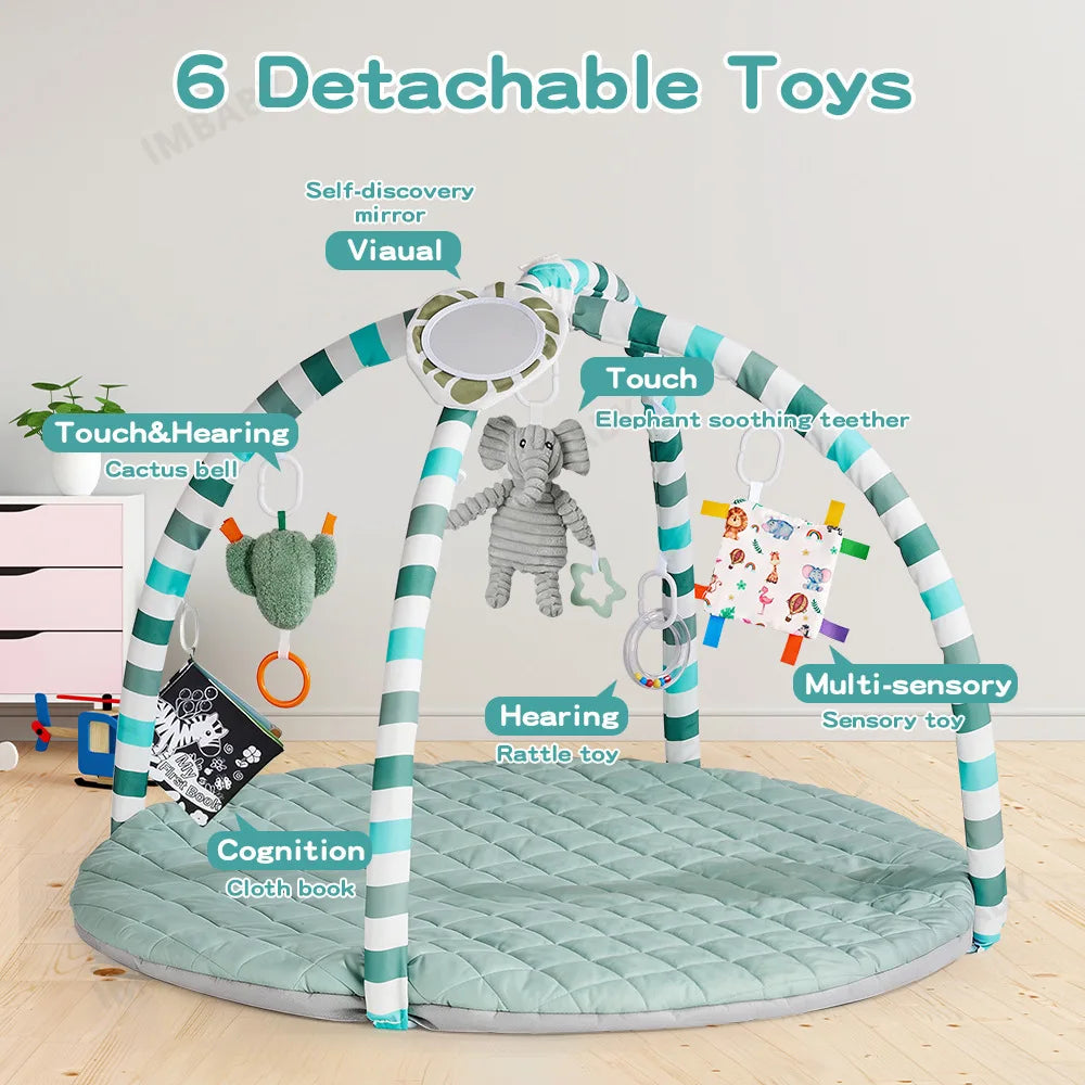 Multi-functional Baby Fitness Stand with Music Gym Activity, Comfort Toy, Blanket Pad, Early Education 0-36 Months, Newborn Gift